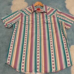 Western Pearl Snap Short Sleeve Button Up - Large